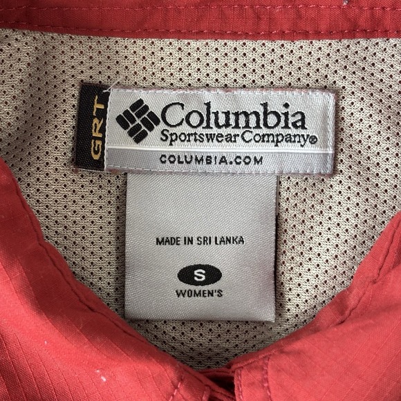 Columbia Omni Dry GRT Women's S Red Long Sleeve Button Down Shirt Outdoor Hiking - Picture 9 of 16